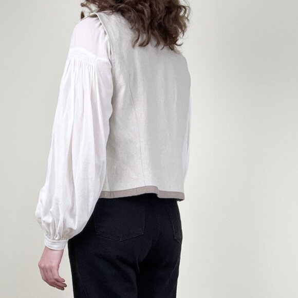 Vintage Folk Floral Embroidered Vest Knit Rustic Coastal Cowgirl Garden Girl Top - Picture 2 of 11